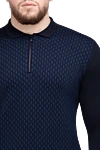 Cortigiani Wool long sleeve polo blue for men - Decor: Fantasy Pattern. Optional: Long sleeve. Composition: 100% wool. Closure: Zipper. Country of manufacture: Italy. Care: specialized cleaning - photo 5