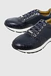 Tardini Blue alligator leather sneakers for men - textured leather, contrast sole. alligator skin. lacing. height 2cm. Country of manufacture: Italy. Care: specialized cleaning - photo 5