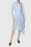 Tonet Blue viscose and silk dress for women - buttons, belt. asymmetric bottom. 83% viscose, 17% silk. Country of manufacture: Italy. Care: specialized cleaning - photo 3