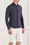 Orian Men's shirt made of deep dark blue linen - 100% linen. Closure: buttons. Country of manufacture: Italy. Care: specialized cleaning - photo 3