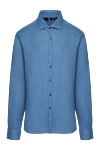 Orian Men's blue linen shirt - 100% linen. Closure: buttons. Country of manufacture: Italy. Care: specialized cleaning - photo 1