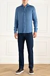 Men's blue linen shirt Orian - 100% linen. Closure: buttons. Country of manufacture: Italy. Care: specialized cleaning - photo 2