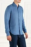 Orian Men's blue linen shirt - 100% linen. Closure: buttons. Country of manufacture: Italy. Care: specialized cleaning - photo 3