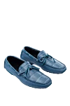 Cesare di Napoli Men's moccasins made of genuine leather and crocodile leather blue - Decorative lacing, decorative stitching. 50%% genuine leather, 50% crocodile skin. Interior: Leather. Insole: Leather. Outsole: Other materials. Country of manufacture: Italy. Care: specialized cleaning - photo 3