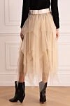 Women's beige midi skirt with asymmetry Peserico - asymmetry, ruffles. 97% silk, 3% elastane. elastic belt. Country of manufacture: Italy. Care: specialized cleaning - photo 4