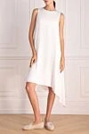 White polyester dress for women Peserico - button. asymmetry, sleeveless. 100% polyester. Country of manufacture: Italy. Care: specialized cleaning - photo 2