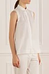 Peserico Women's blouse sleeveless white - sleeveless. cotton, elastane. Country of manufacture: Italy. Care: specialized cleaning - photo 3