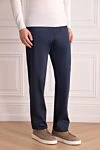 Cesare di Napoli Men's blue trousers - 85% cotton, 11% silk, 4% elastane. Closure: button, zipper. two side pockets, two back pockets. Lining: lining parts 100% cotton. Country of manufacture: Italy. Care: specialized cleaning - photo 3