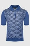 Cesare di Napoli Silk polo blue for men - Embossed pattern. 100% silk. Closure: Zipper. Country of manufacture: Italy. Care: specialized cleaning - photo 1