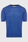 Cesare di Napoli Silk short sleeve jumper blue for men - Decor: Textured pattern. Optional: Short sleeve. Composition: 100% silk. Country of manufacture: Italy. Care: specialized cleaning - photo 1