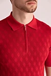 Cesare di Napoli Silk polo red for men - Embossed pattern. 100% silk. Closure: Zipper. Country of manufacture: Italy. Care: specialized cleaning - photo 5