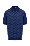 Cesare di Napoli Blue silk polo for men - Embossed pattern. 100% silk. Closure: Zipper. Country of manufacture: Italy. Care: specialized cleaning - photo 1