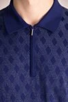 Cesare di Napoli Blue silk polo for men - Embossed pattern. 100% silk. Closure: Zipper. Country of manufacture: Italy. Care: specialized cleaning - photo 5