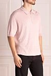 Cesare di Napoli Silk polo pink for men - Embossed pattern. 100% silk. Closure: Zipper. Country of manufacture: Italy. Care: specialized cleaning - photo 3