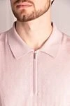 Cesare di Napoli Silk polo pink for men - Embossed pattern. 100% silk. Closure: Zipper. Country of manufacture: Italy. Care: specialized cleaning - photo 5