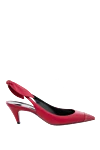 Saint Laurent Women's red leather shoes with rhinestones on the toe and a bow - rhinestones on the toe, bow on the back. genuine leather. Heel height: 5 centimeters. Country of manufacture: Italy. Care: specialized cleaning - photo 1