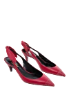 Saint Laurent Women's red leather shoes with rhinestones on the toe and a bow - rhinestones on the toe, bow on the back. genuine leather. Heel height: 5 centimeters. Country of manufacture: Italy. Care: specialized cleaning - photo 3