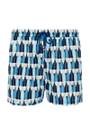 FeFe Blue polyamide beach shorts for men - logo, fantasy pattern. 100% polyamide. Closure: drawstring. two side. Country of manufacture: Italy. Care: specialized cleaning - photo 1