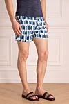 FeFe Blue polyamide beach shorts for men - logo, fantasy pattern. 100% polyamide. Closure: drawstring. two side. Country of manufacture: Italy. Care: specialized cleaning - photo 3