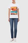 Women's cotton white t-shirt with Hawaiian print FeFe - picture print. 100% cotton. Country of manufacture: Italy. Care: specialized cleaning - photo 2