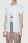 FeFe Women's white t-shirt with car and road design - picture print. 100% cotton. Country of manufacture: Italy. Care: specialized cleaning - photo 3