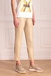 Panicale Women's short pants with coating beige - golden spraying. 95% viscose, 5% elastane. elastic belt, drawstring. Country of manufacture: Italy. Care: specialized cleaning - photo 3