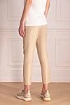 Women's short pants with coating beige Panicale - golden spraying. 95% viscose, 5% elastane. elastic belt, drawstring. Country of manufacture: Italy. Care: specialized cleaning - photo 4