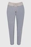 Panicale Women's pants with contrasting belt gray - contrasting belt. 96% wool, 4% elastane. elastic belt, drawstring. Country of manufacture: Italy. Care: specialized cleaning - photo 1