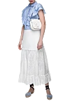 White cotton and polyamide skirt for women D.Exterior - lace inserts, ruffles. 90% cotton, 10% polyamide. elastic belt. Country of manufacture: Italy. Care: specialized cleaning - photo 2