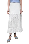 D.Exterior White cotton and polyamide skirt for women - lace inserts, ruffles. 90% cotton, 10% polyamide. elastic belt. Country of manufacture: Italy. Care: specialized cleaning - photo 3