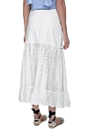 White cotton and polyamide skirt for women D.Exterior - lace inserts, ruffles. 90% cotton, 10% polyamide. elastic belt. Country of manufacture: Italy. Care: specialized cleaning - photo 4