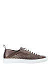 Barrett Brown leather sneakers for men - perforation, contrast sole. leather interior. 100% genuine leather. lacing. sole height 2cm. Insole: leather. Country of manufacture: Italy. Care: specialized cleaning - photo 1