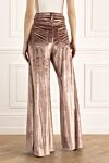 Women's wide trousers with a shiny coating brown Brunello Cucinelli - glossy spraying. two side pockets, two back pockets. polyester, fiber. zipper, button. Country of manufacture: Italy. Care: specialized cleaning - photo 4