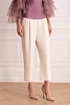 Brunello Cucinelli Women's classic trousers beige - two side pockets, two back pockets. acetate, silk. zipper, button. Country of manufacture: Italy. Care: specialized cleaning - photo 3