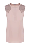 Brunello Cucinelli Women's sleeveless blouse with shoulder decor pink - Decoration: decoration on the shoulders. silk, elastane. Country of manufacture: Italy. Care: specialized cleaning - photo 1