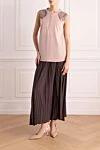 Women's sleeveless blouse with shoulder decor pink Brunello Cucinelli - Decoration: decoration on the shoulders. silk, elastane. Country of manufacture: Italy. Care: specialized cleaning - photo 2