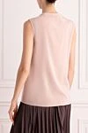 Women's sleeveless blouse with shoulder decor pink Brunello Cucinelli - Decoration: decoration on the shoulders. silk, elastane. Country of manufacture: Italy. Care: specialized cleaning - photo 4