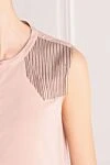 Brunello Cucinelli Women's sleeveless blouse with shoulder decor pink - Decoration: decoration on the shoulders. silk, elastane. Country of manufacture: Italy. Care: specialized cleaning - photo 5
