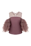 Brunello Cucinelli Women's blouse with ruffles purple - flounces on the sides, translucent top. silk, elastane. Country of manufacture: Italy. Care: specialized cleaning - photo 1