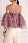 Women's blouse with ruffles purple Brunello Cucinelli - flounces on the sides, translucent top. silk, elastane. Country of manufacture: Italy. Care: specialized cleaning - photo 4