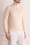 Brunello Cucinelli Троер из шерсти, кашемира и шелка бежевый мужской - 60% шерсть 30% кашемир, 10% шёлк. Молния. Страна производитель: Италия. Уход: специализированная чистка - фото 3