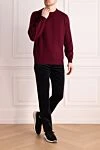 Burgundy wool and cashmere sweater for men Brunello Cucinelli - 90% wool, 10% cashmere. Country of manufacture: Italy. Care: specialized cleaning - photo 2