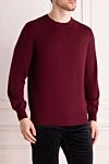 Brunello Cucinelli Burgundy wool and cashmere sweater for men - 90% wool, 10% cashmere. Country of manufacture: Italy. Care: specialized cleaning - photo 3