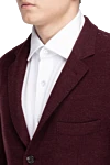 Brunello Cucinelli Burgundy wool jacket for men - 100% wool. two buttons. two inside, two side, chest pocket. Lining: 100% viscose. Country of manufacture: Italy. Care: specialized cleaning - photo 5