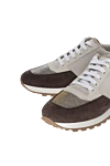 Peserico Beige suede sneakers for women - contrast inserts, contrast sole, logo, insert with lurex. suede. lacing. Country of manufacture: Italy. Care: specialized cleaning - photo 5