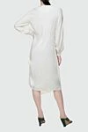 White polyester dress for women Fleur de Paris - zipper. belt with tie, asymmetry. 100% polyester. Country of manufacture: Italy. Care: specialized cleaning - photo 4