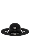 Saint Laurent Black women's hat made of felt decor large rhinestones and bow - contrasting inserts. 100% felt. Country of manufacture: Italy. Care: specialized cleaning - photo 1