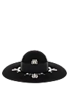 Black women's hat made of felt decor large rhinestones and bow Saint Laurent - contrasting inserts. 100% felt. Country of manufacture: Italy. Care: specialized cleaning - photo 4