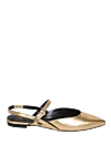 Celine Women's golden leather shoes with straps - thin straps, gold dusting. genuine leather. Fastener: elastic insert. Country of manufacture: Italy. Care: specialized cleaning - photo 1