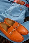 Men's leather moccasins orange Cesare di Napoli - Metal Buckle. 100% leather. Interior: Leather. Insole: Leather. Outsole: Other materials. Country of manufacture: Italy. Care: specialized cleaning - photo 6